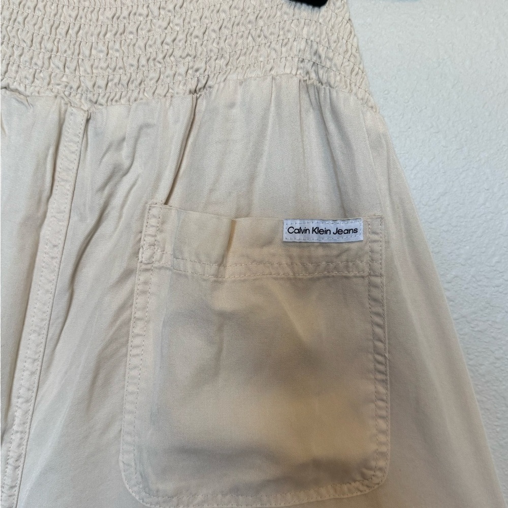 Calvin Klein Women's Cream Wide Leg Pants Tencel Size Large NWT - Picture 7 of 12